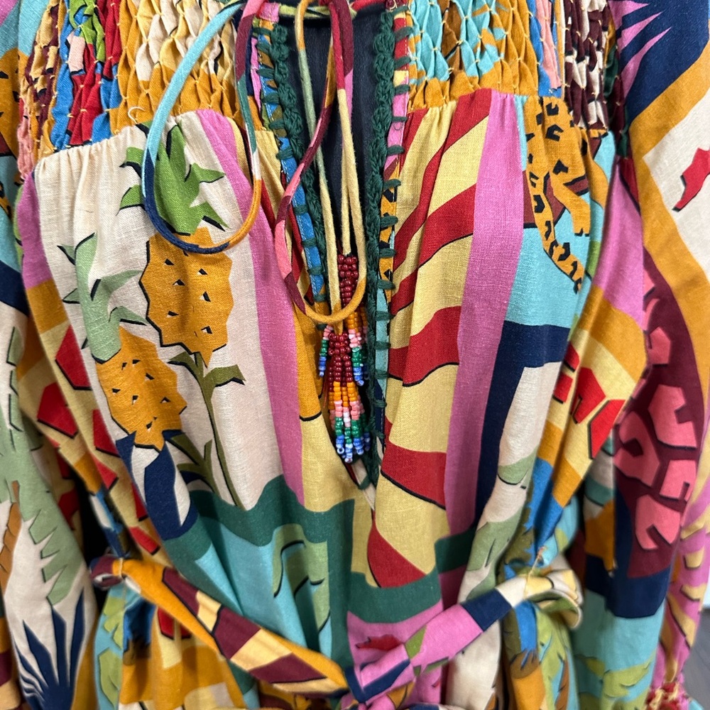 Farm Rio Multicolor Tropical Collage Dress size medium - Picture 3 of 6
